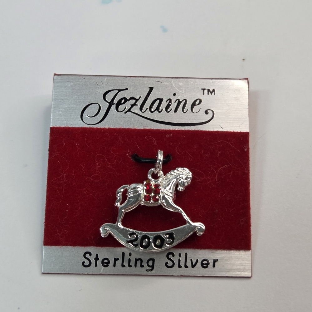 jezlaine rocking horse charm 2003 equestrian sterling silver y2k millenial
